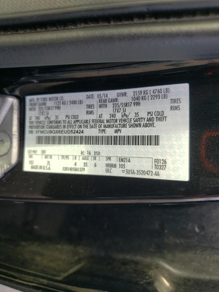 2014 Ford Escape Se VIN: 1FMCU9GX6EUD52424 Lot: 85128415