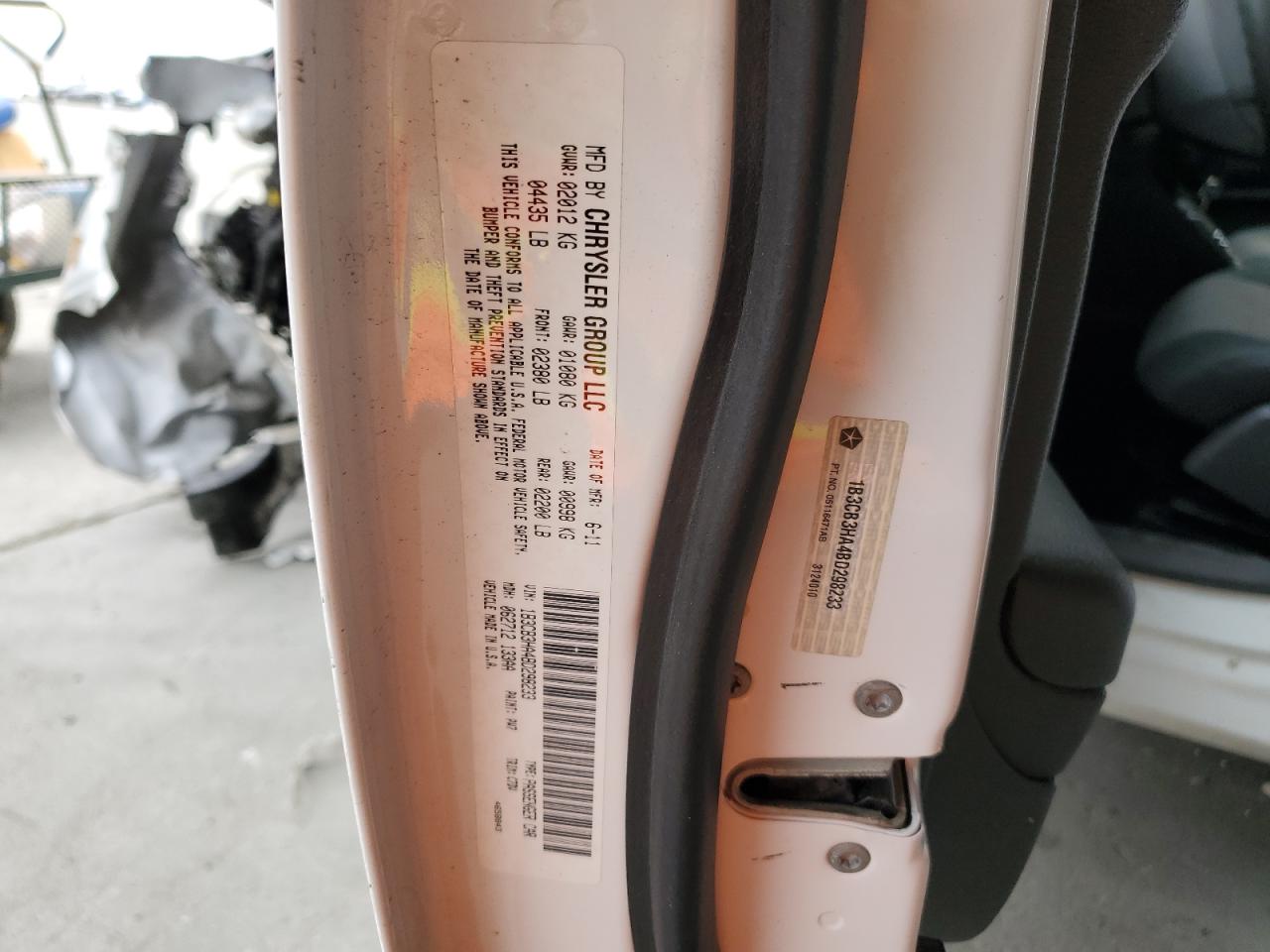 2011 Dodge Caliber Mainstreet VIN: 1B3CB3HA4BD298233 Lot: 90700065