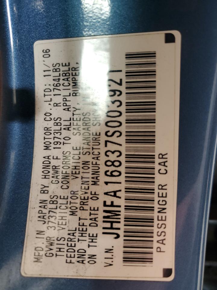 2007 Honda Civic Ex VIN: JHMFA16837S003921 Lot: 84976195