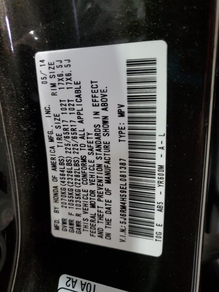 2014 Honda Cr-V Ex VIN: 5J6RM4H59EL081387 Lot: 90592085