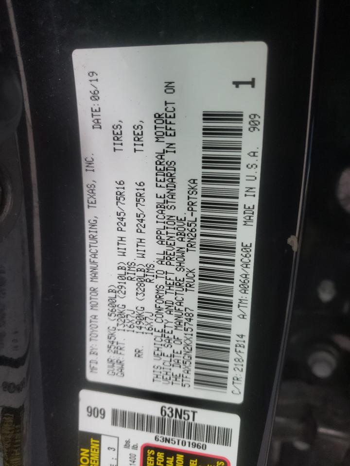 2019 Toyota Tacoma Double Cab VIN: 5TFAX5GN2KX157487 Lot: 84377435