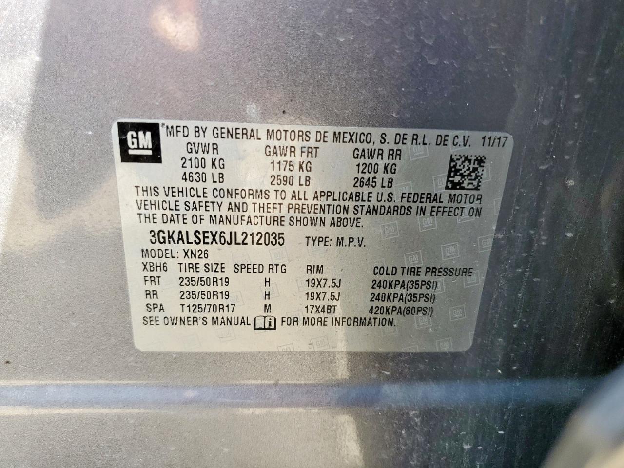 2018 GMC Terrain Denali VIN: 3GKALSEX6JL212035 Lot: 85410275