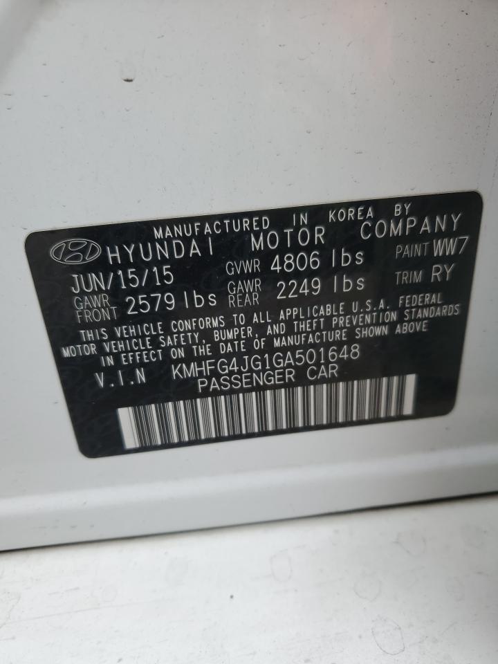 2016 Hyundai Azera VIN: KMHFG4JG1GA501648 Lot: 84999475