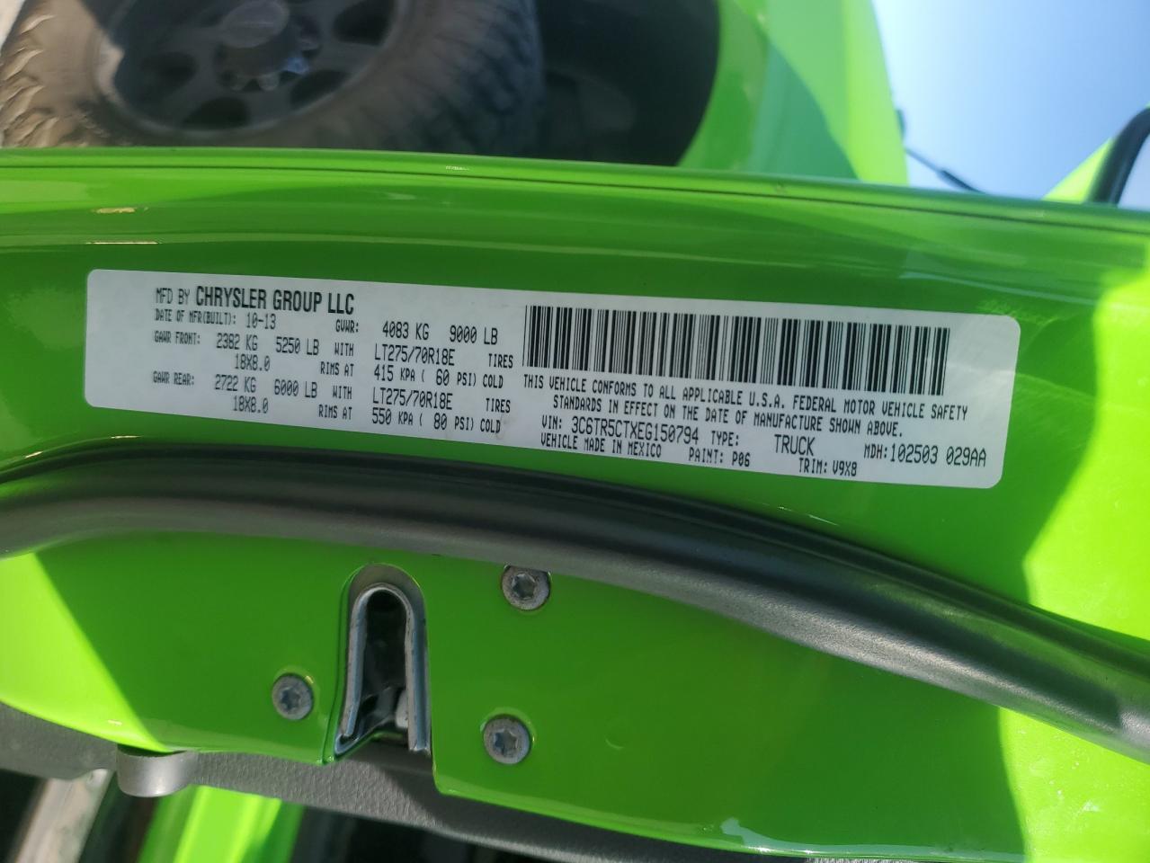 2014 Ram 2500 St VIN: 3C6TR5CTXEG150794 Lot: 82746015