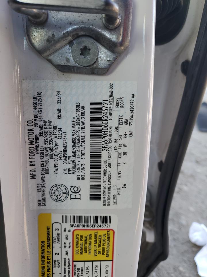 2014 Ford Fusion Se VIN: 3FA6P0HD6ER245721 Lot: 90382675