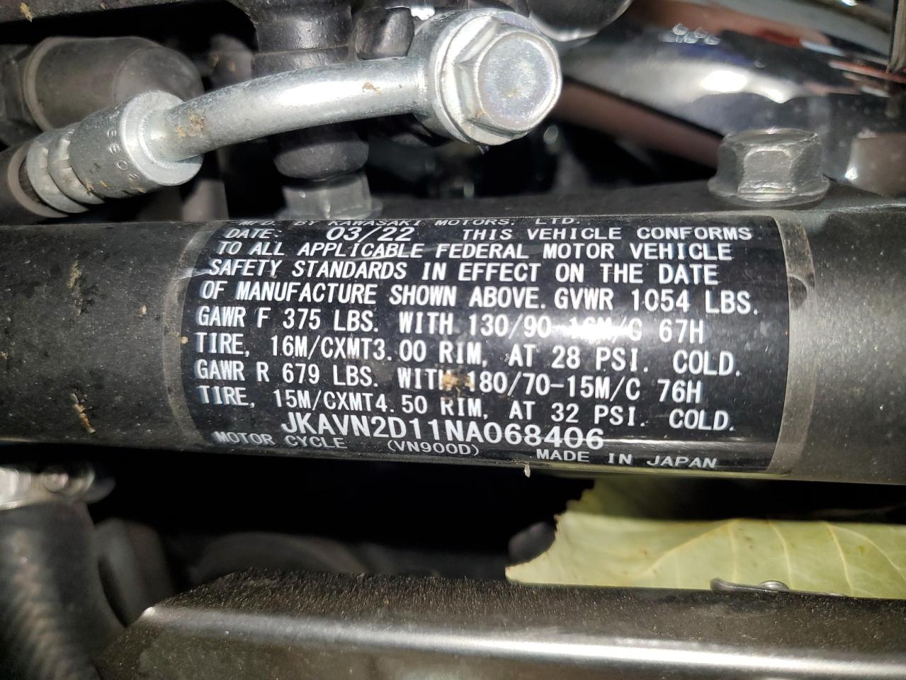 2022 Kawasaki Vn900 D VIN: JKAVN2D11NA068406 Lot: 89473725