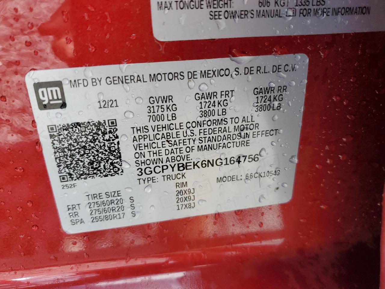 2022 Chevrolet Silverado Ltd K1500 Custom VIN: 3GCPYBEK6NG164756 Lot: 85882015