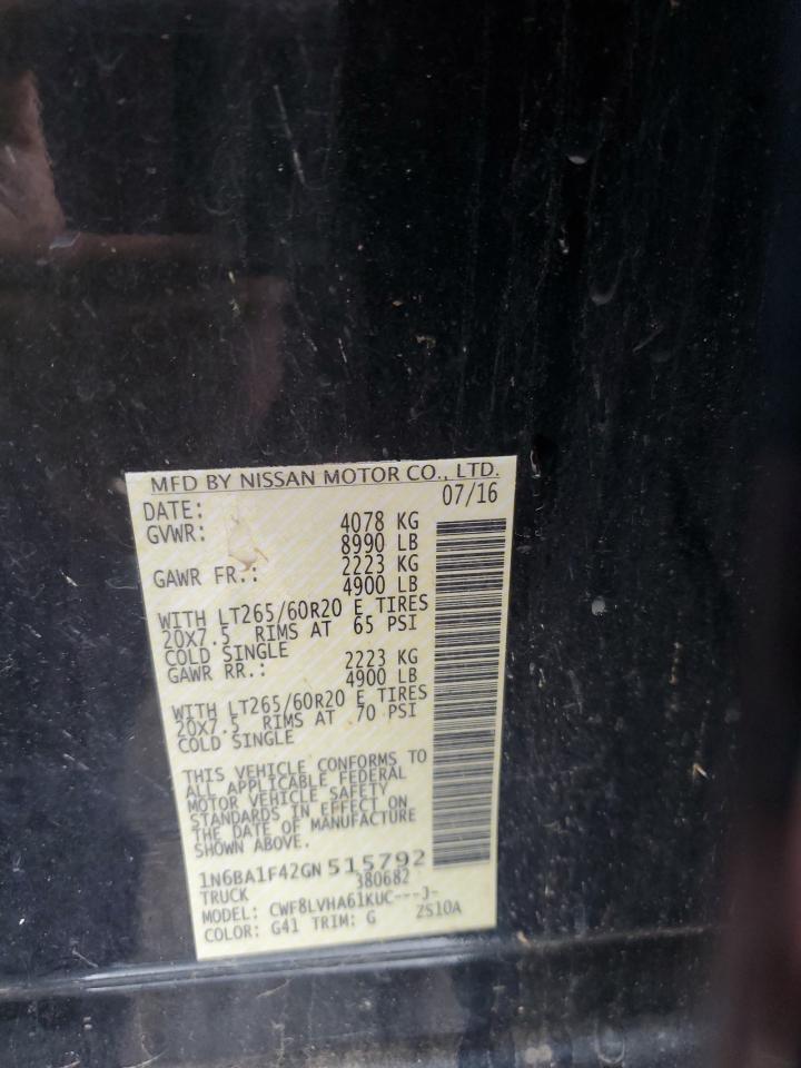 2016 Nissan Titan Xd Sl VIN: 1N6BA1F42GN515792 Lot: 86095685