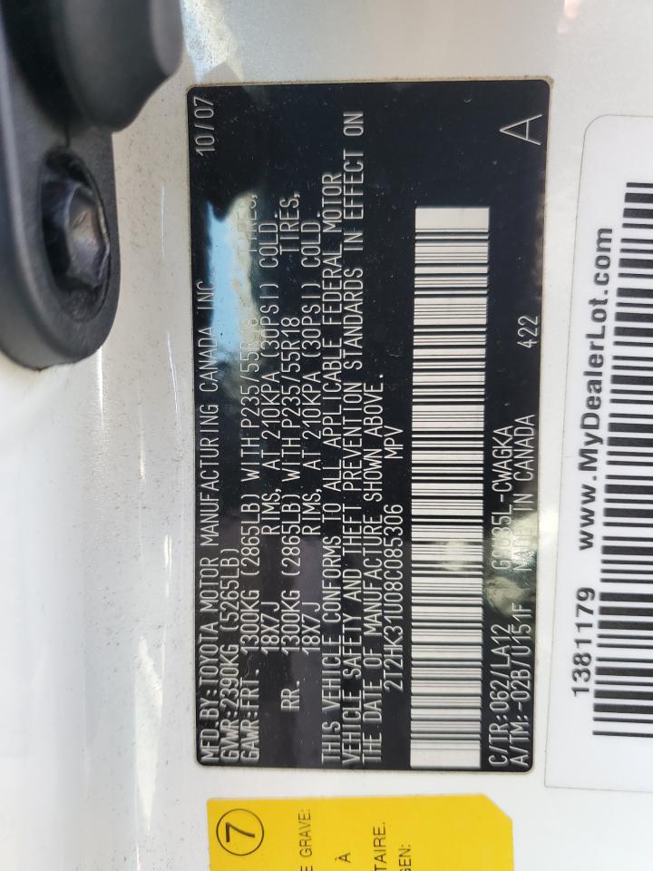 2008 Lexus Rx 350 VIN: 2T2HK31U08C085306 Lot: 90920675