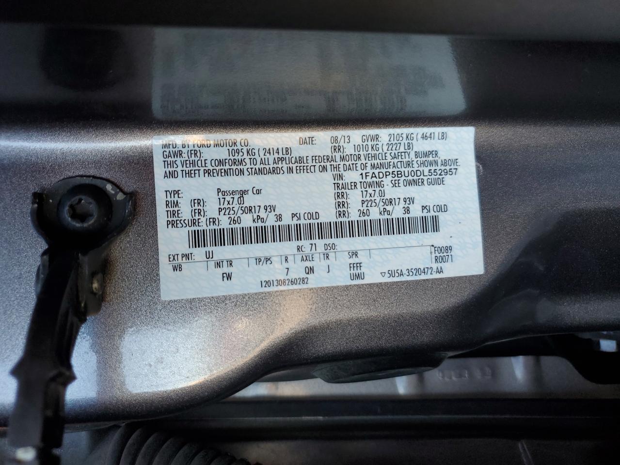 2013 Ford C-Max Sel VIN: 1FADP5BU0DL552957 Lot: 86827115