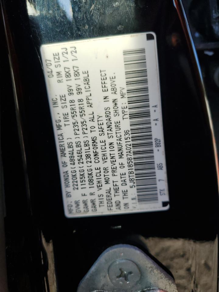 2007 Acura Rdx Technology VIN: 5J8TB18587A021536 Lot: 87447735