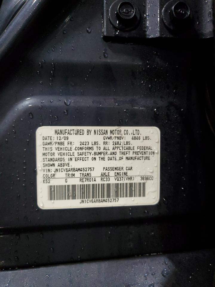 2010 Infiniti G37 VIN: JN1CV6AR8AM452757 Lot: 85281015