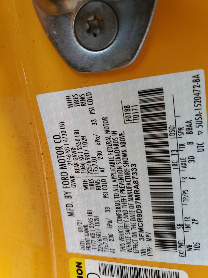 2021 Ford Bronco Sport Badlands VIN: 3FMCR9D97MRA87333 Lot: 85329805