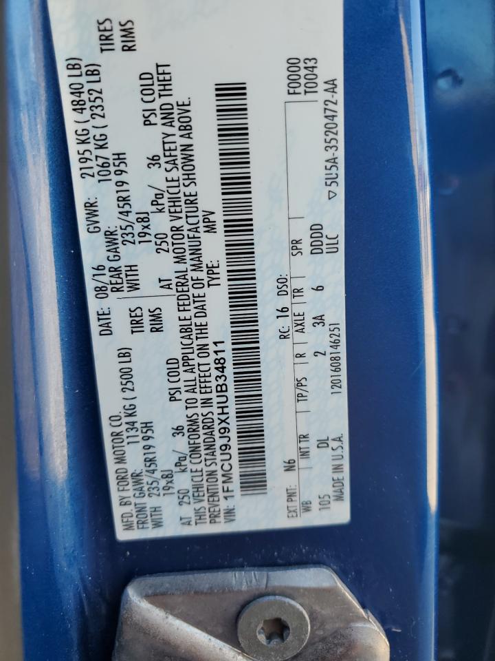 2017 Ford Escape Titanium VIN: 1FMCU9J9XHUB34811 Lot: 85841915