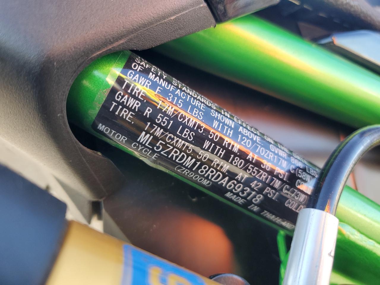 2024 Kawasaki Zr900 M VIN: ML5ZRDM18RDA69318 Lot: 90674325