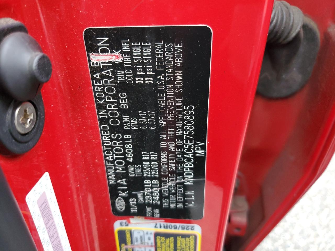 2014 Kia Sportage Lx VIN: KNDPBCAC5E7580895 Lot: 84869825