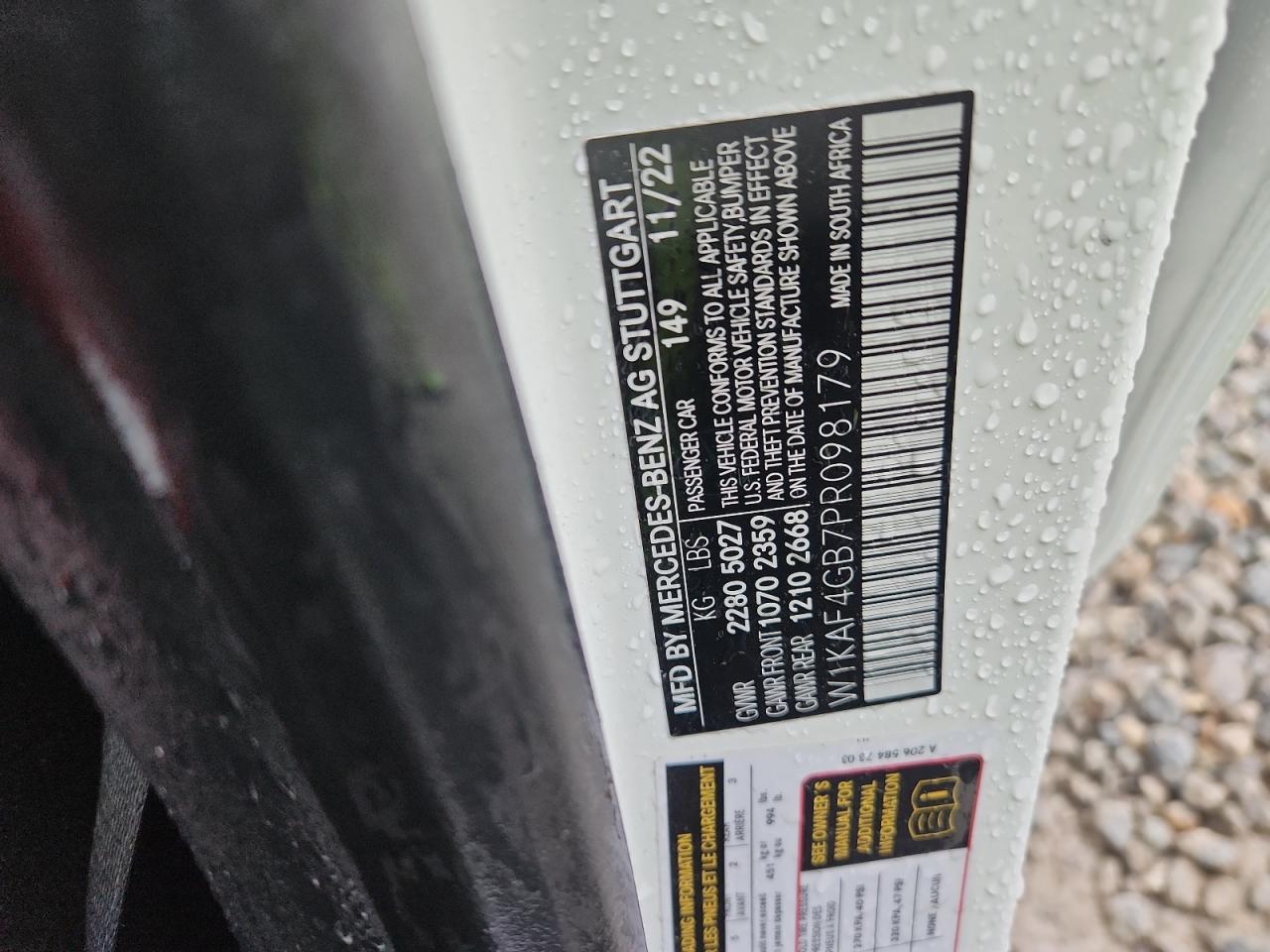 2023 Mercedes-Benz C 300 VIN: W1KAF4GB7PR098179 Lot: 90482785