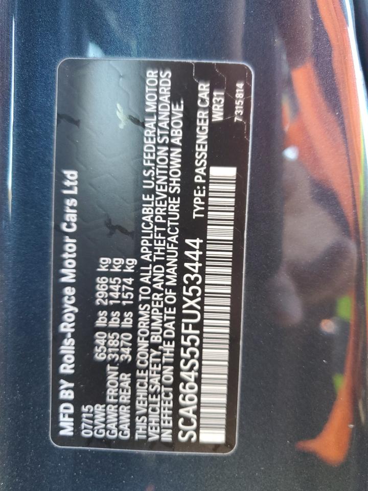 2015 Rolls-Royce Ghost VIN: SCA664S55FUX53444 Lot: 82587065