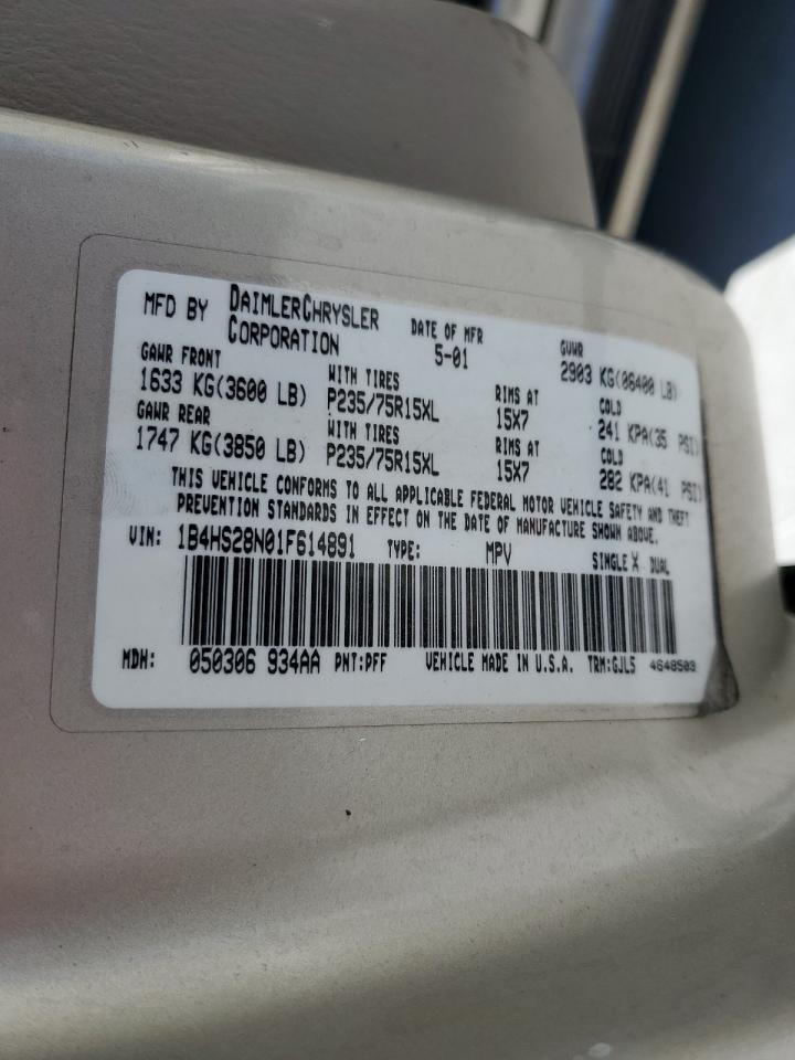 2001 Dodge Durango VIN: 1B4HS28N01F614891 Lot: 89647255