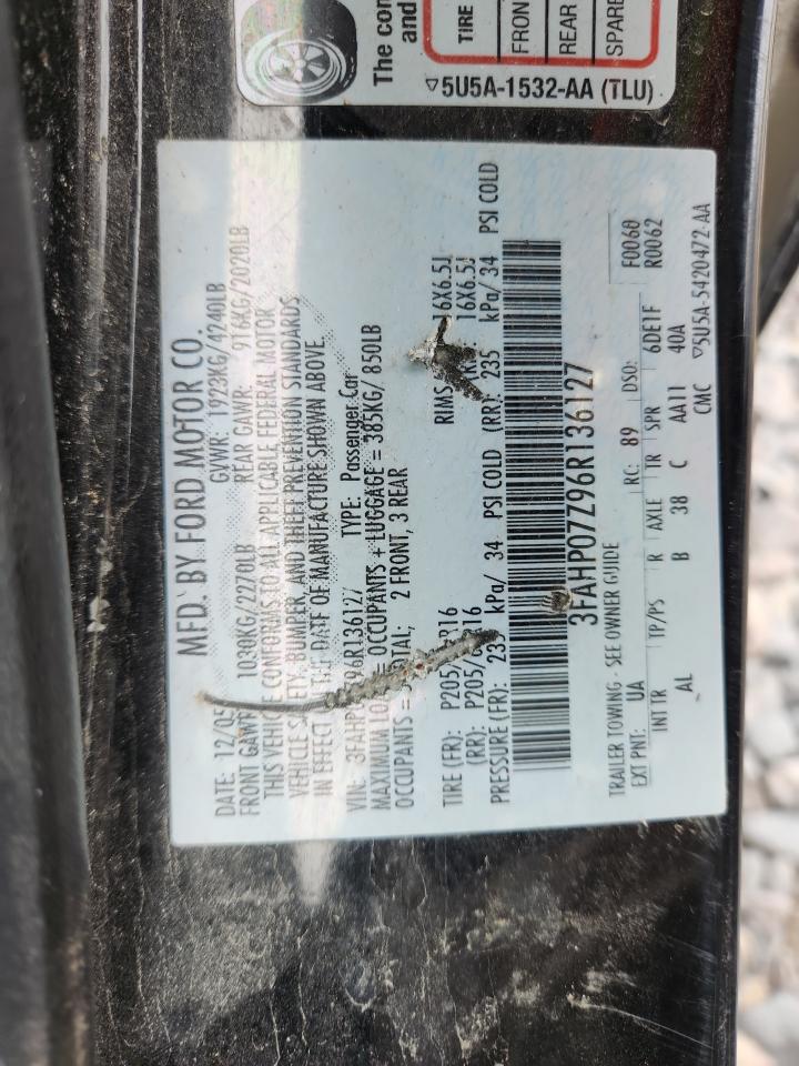 2006 Ford Fusion Se VIN: 3FAHP07Z96R136127 Lot: 85569595