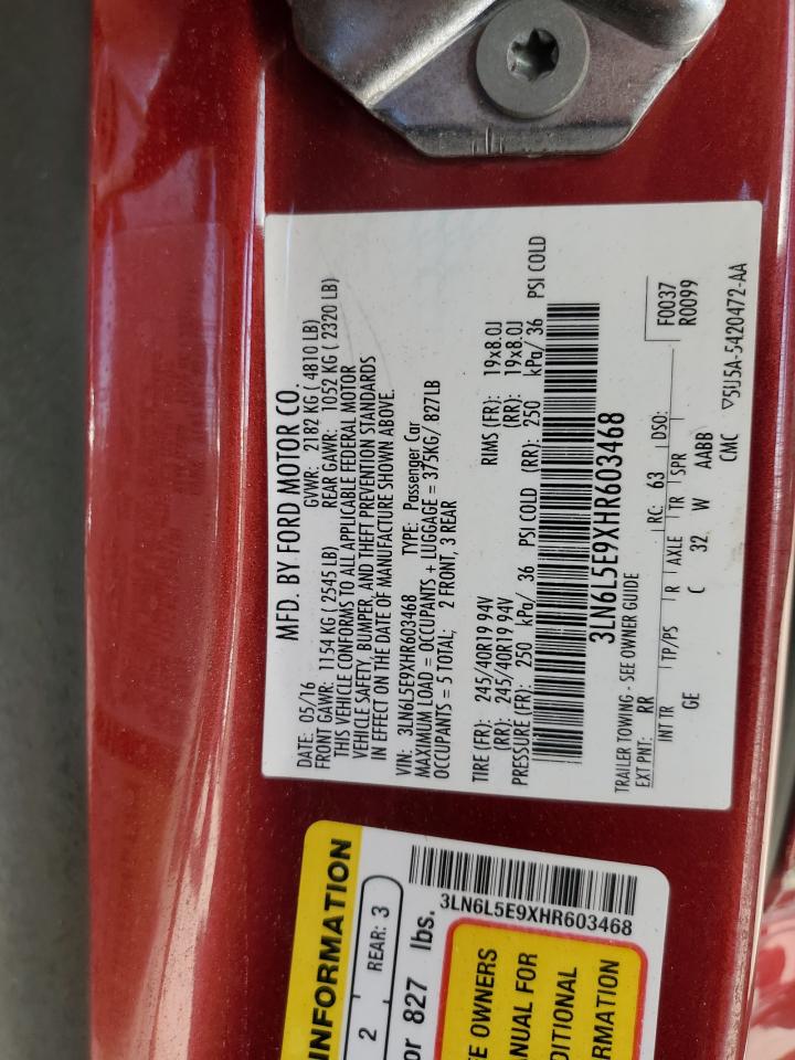 2017 Lincoln Mkz Reserve VIN: 3LN6L5E9XHR603468 Lot: 87062425