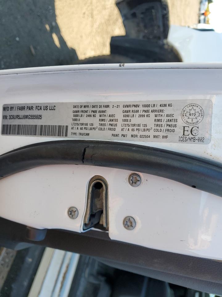 2021 Ram 2500 Big Horn VIN: 3C6UR5JJ6MG555605 Lot: 85661635