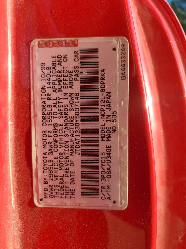 2000 Toyota Echo VIN: JTDAT1230Y5007148 Lot: 82277555