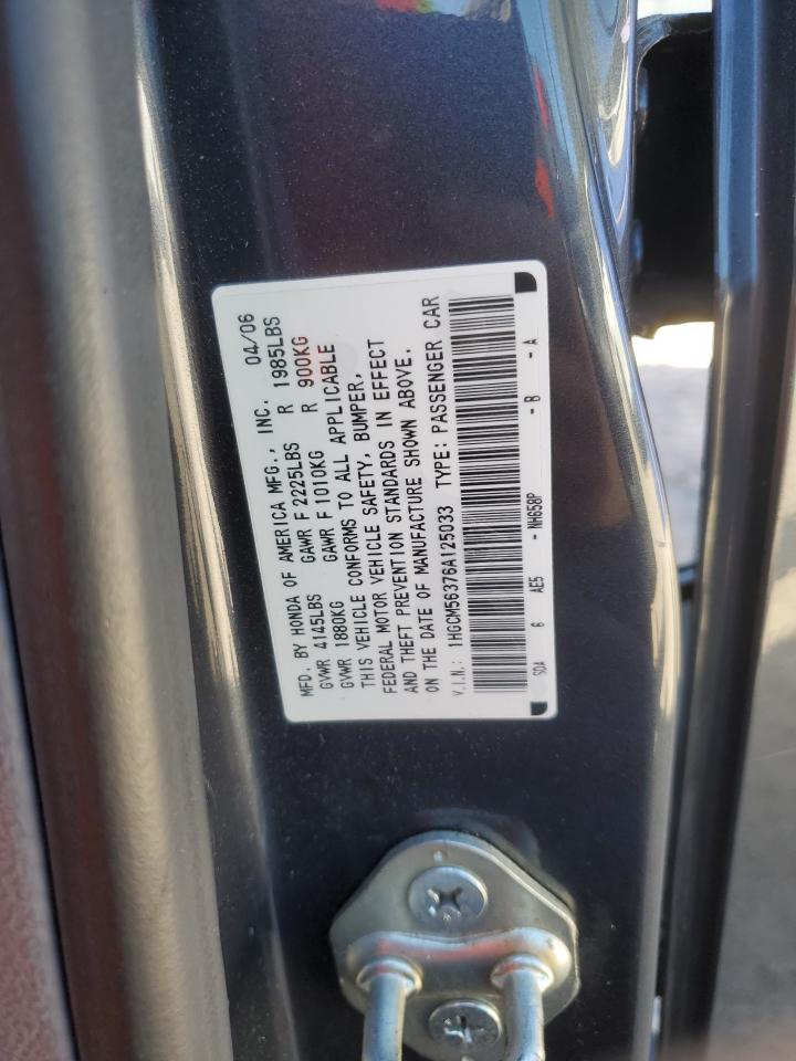 2006 Honda Accord Se VIN: 1HGCM56376A125033 Lot: 82353805