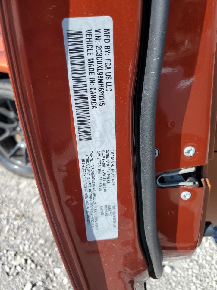 2021 Dodge Charger Srt Hellcat VIN: 2C3CDXL98MH620315 Lot: 86170375