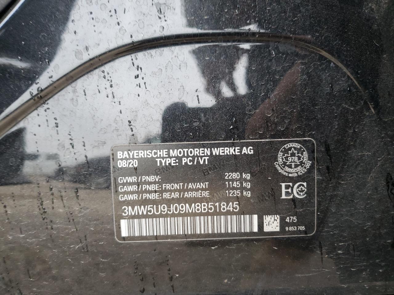 2021 BMW M340Xi VIN: 3MW5U9J09M8B51845 Lot: 86060965