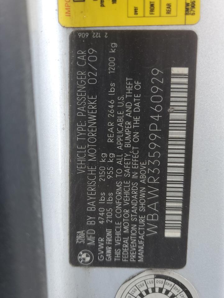 2009 BMW 328 I Sulev VIN: WBAWR33599P460929 Lot: 84867615
