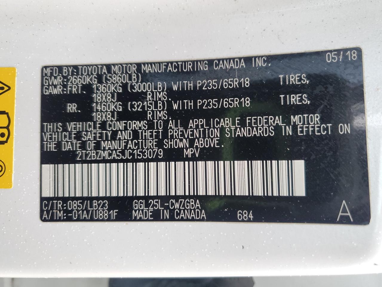 2018 Lexus Rx 350 Base VIN: 2T2BZMCA5JC153079 Lot: 90597395