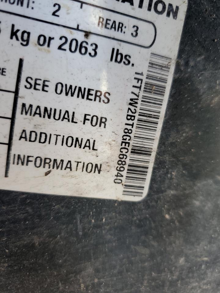 2016 Ford F250 Super Duty VIN: 1FT7W2BT8GEC68940 Lot: 89559445