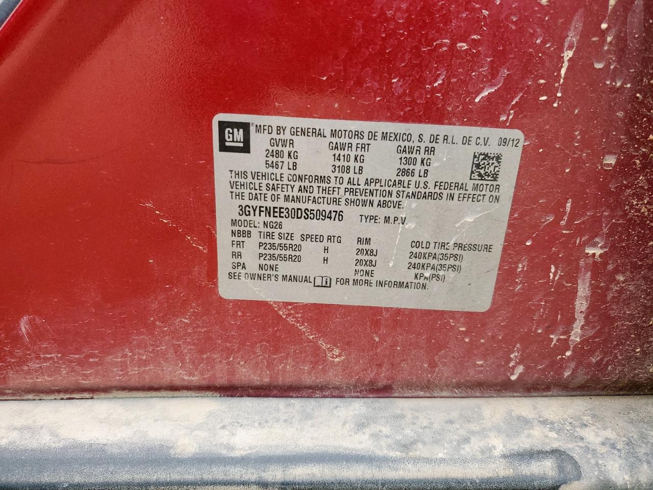 2013 Cadillac Srx Premium Collection VIN: 3GYFNEE30DS509476 Lot: 82408435