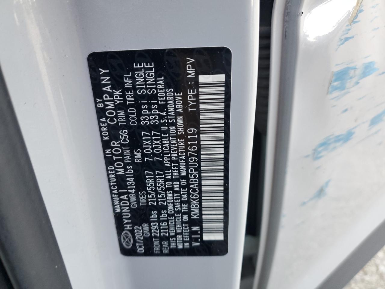 2023 Hyundai Kona Sel VIN: KM8K6CAB5PU976119 Lot: 86884705