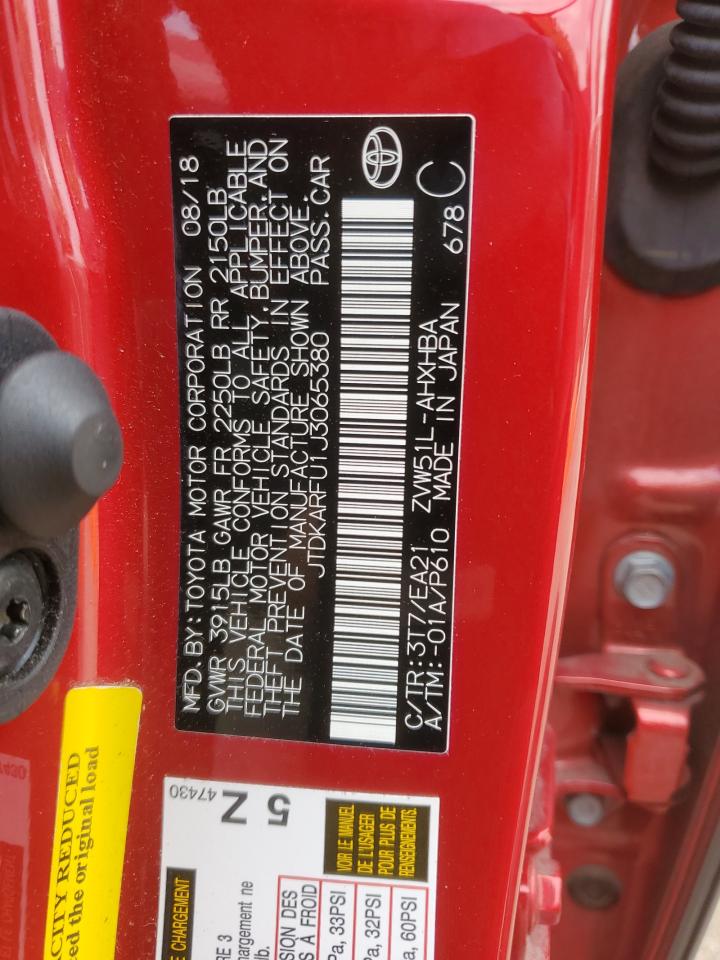 2018 Toyota Prius VIN: JTDKARFU1J3065380 Lot: 85660165