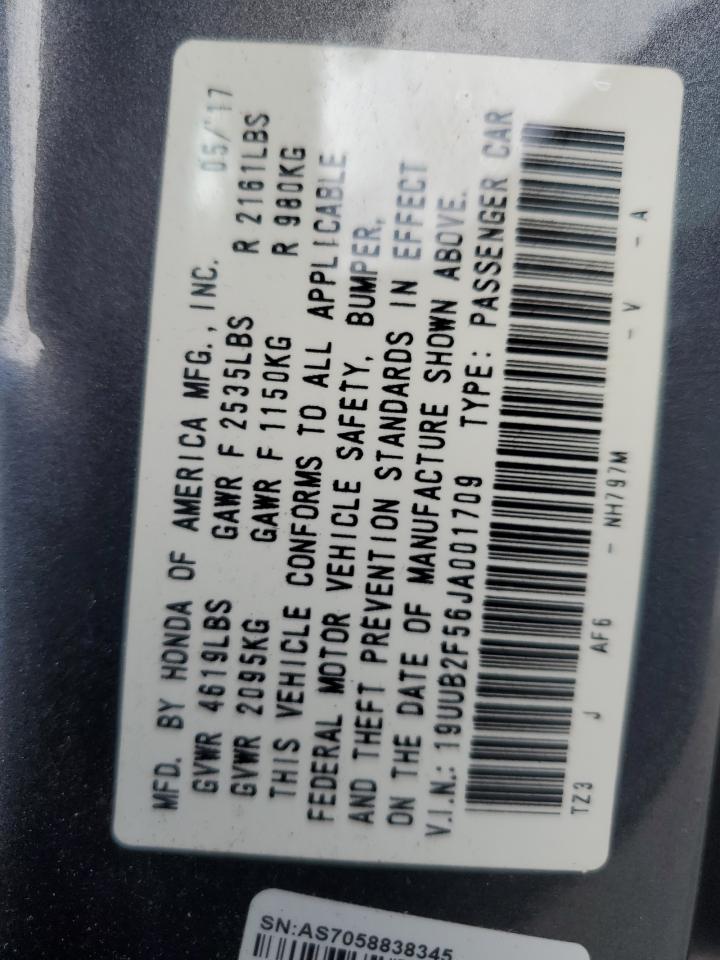 2018 Acura Tlx Tech VIN: 19UUB2F56JA001709 Lot: 85547565