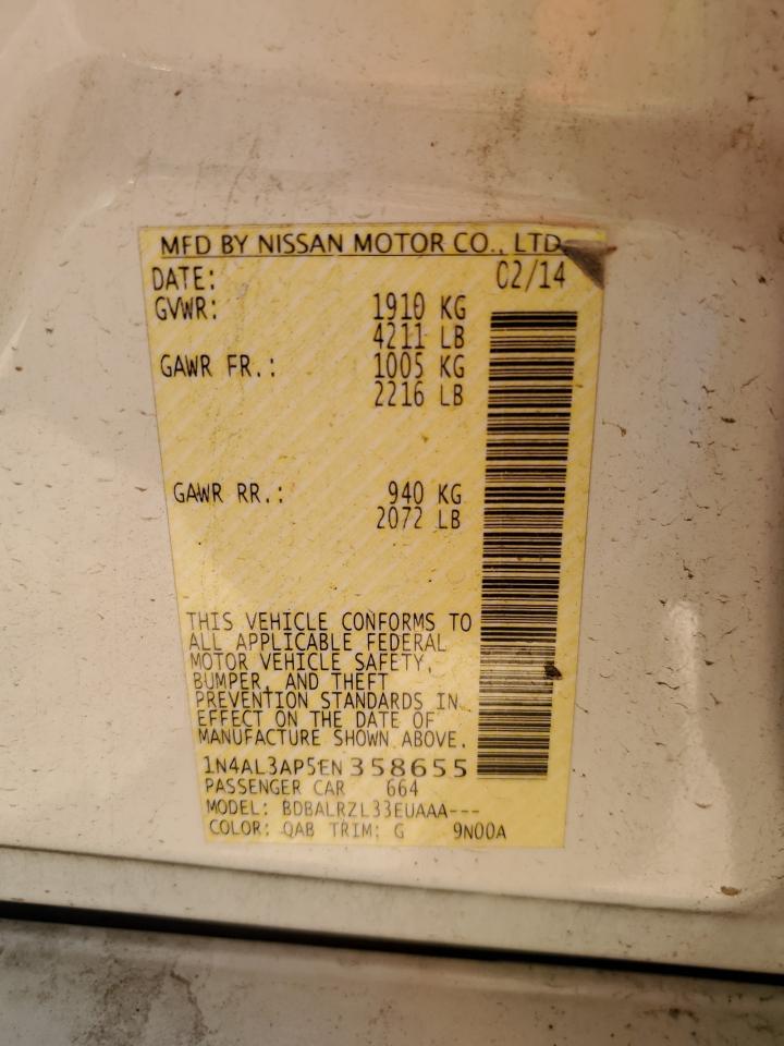 2014 Nissan Altima 2.5 VIN: 1N4AL3AP5EN358655 Lot: 85375025