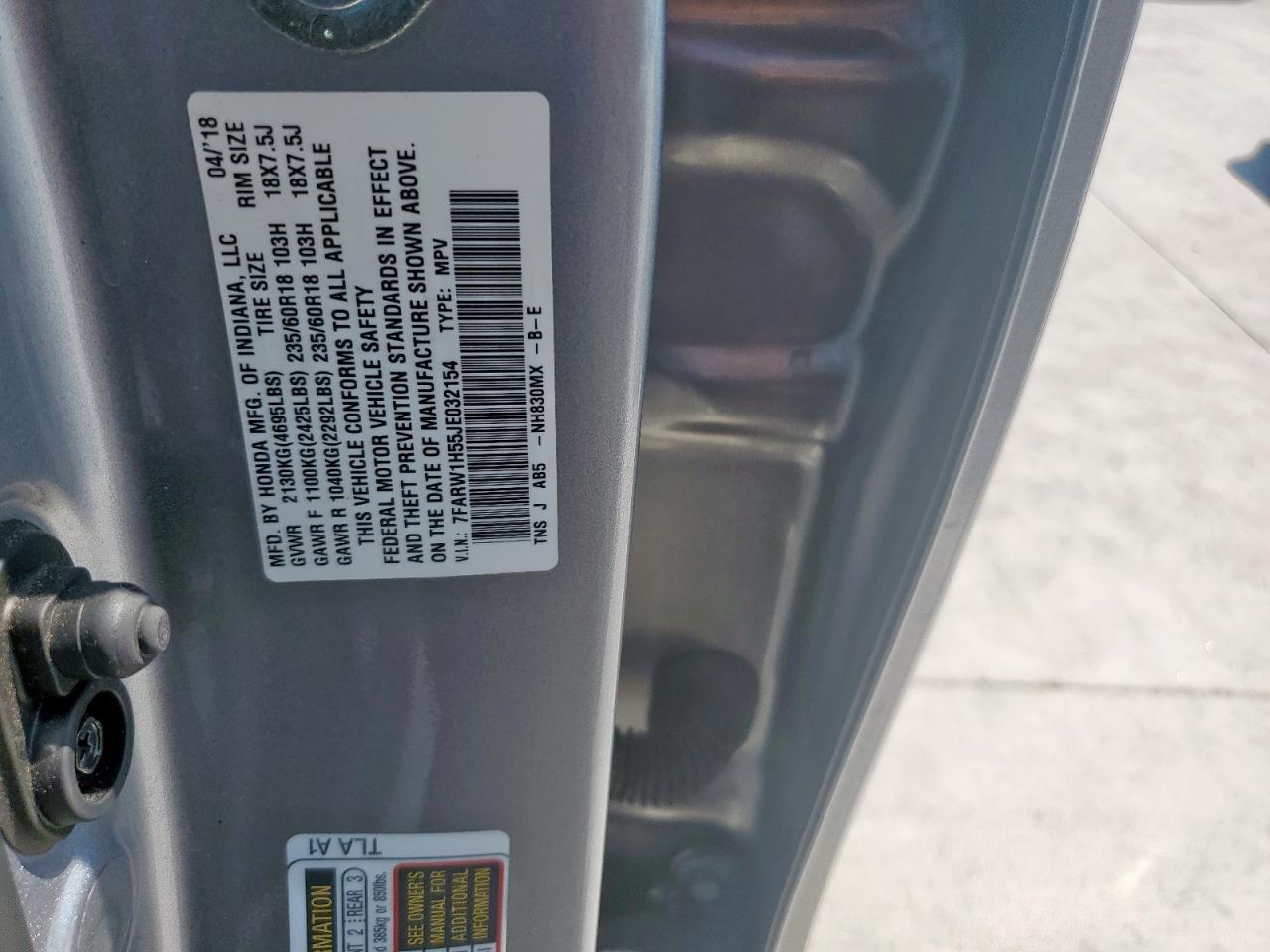 2018 Honda Cr-V Ex VIN: 7FARW1H55JE032154 Lot: 84915955