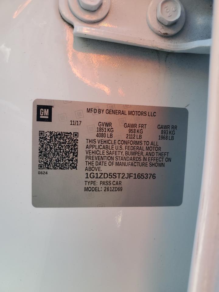 2018 Chevrolet Malibu Lt VIN: 1G1ZD5ST2JF165376 Lot: 85390625