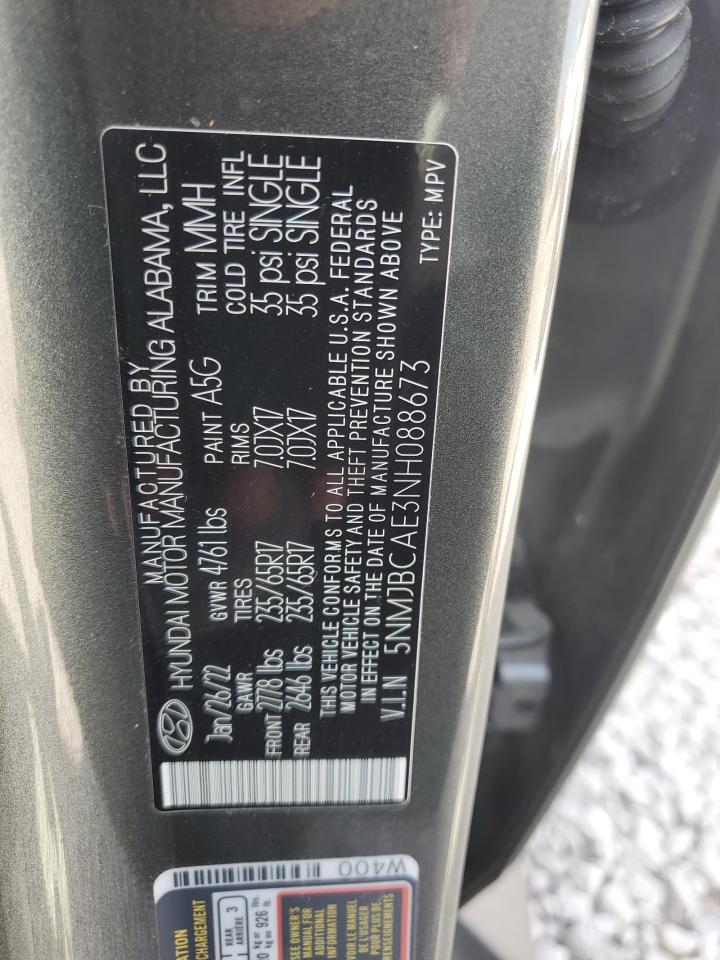 2022 Hyundai Tucson Sel VIN: 5NMJBCAE3NH088673 Lot: 84919445