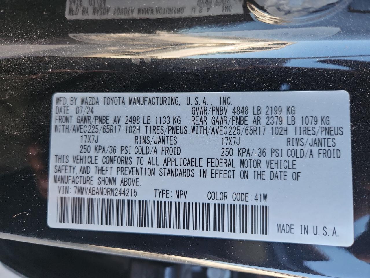 2024 Mazda Cx-50 Select VIN: 7MMVABAM0RN244215 Lot: 86247285