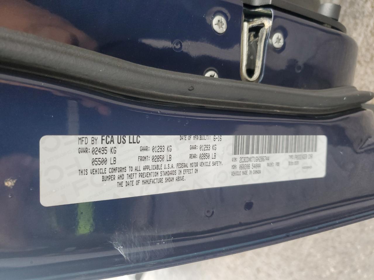 2016 Dodge Charger Police VIN: 2C3CDXKT1GH286744 Lot: 82306975