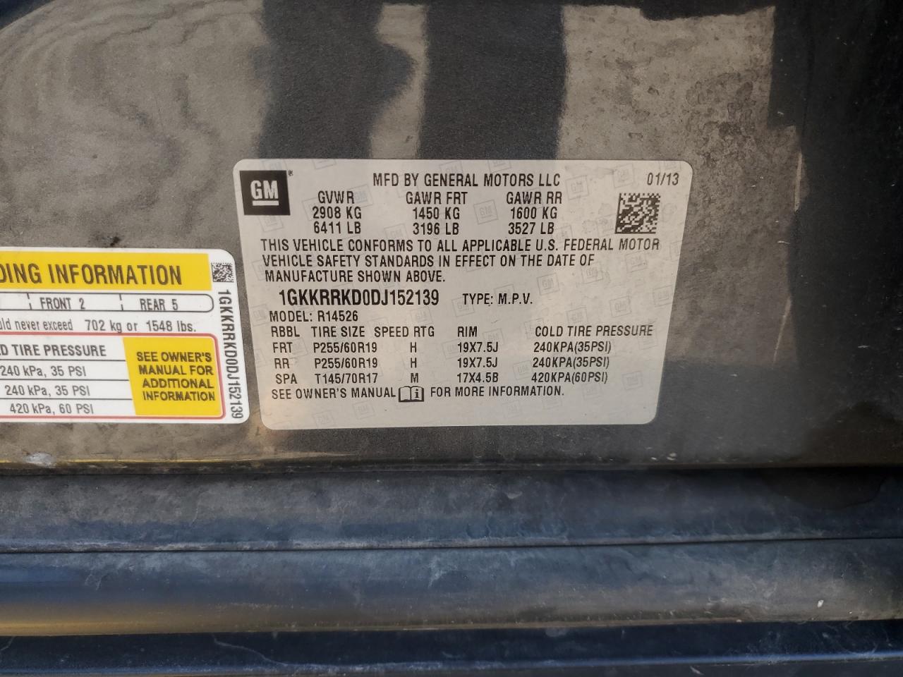 2013 GMC Acadia Slt-1 VIN: 1GKKRRKD0DJ152139 Lot: 86072245