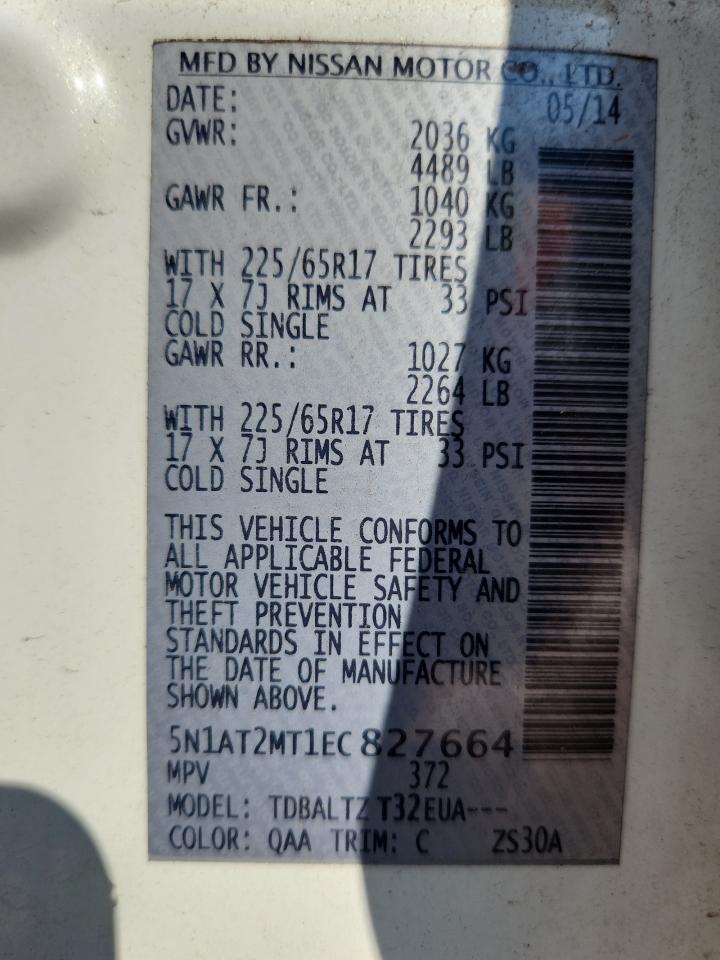 2014 Nissan Rogue S VIN: 5N1AT2MT1EC827664 Lot: 82175535