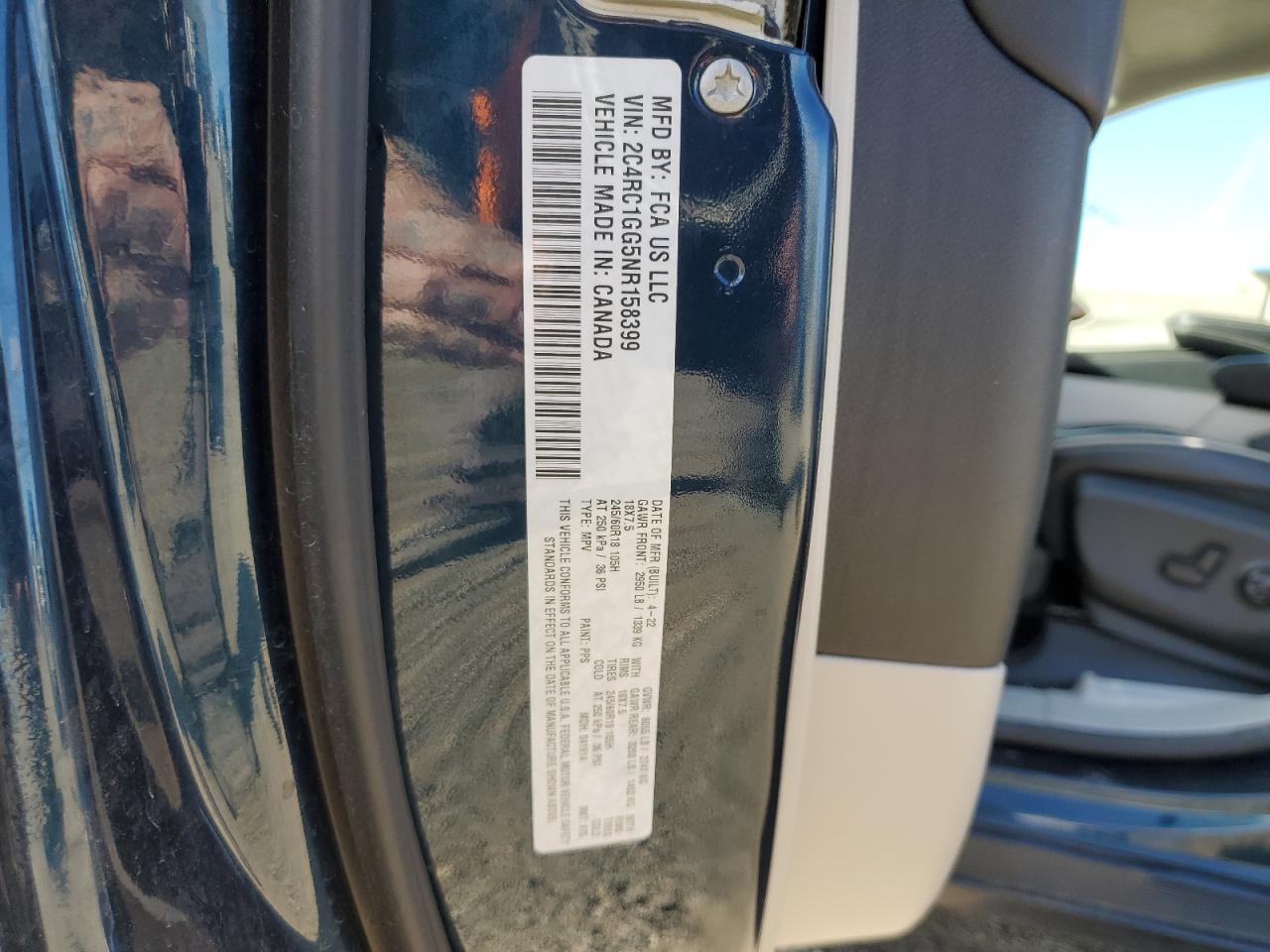 2022 Chrysler Pacifica Limited VIN: 2C4RC1GG5NR158399 Lot: 85938415