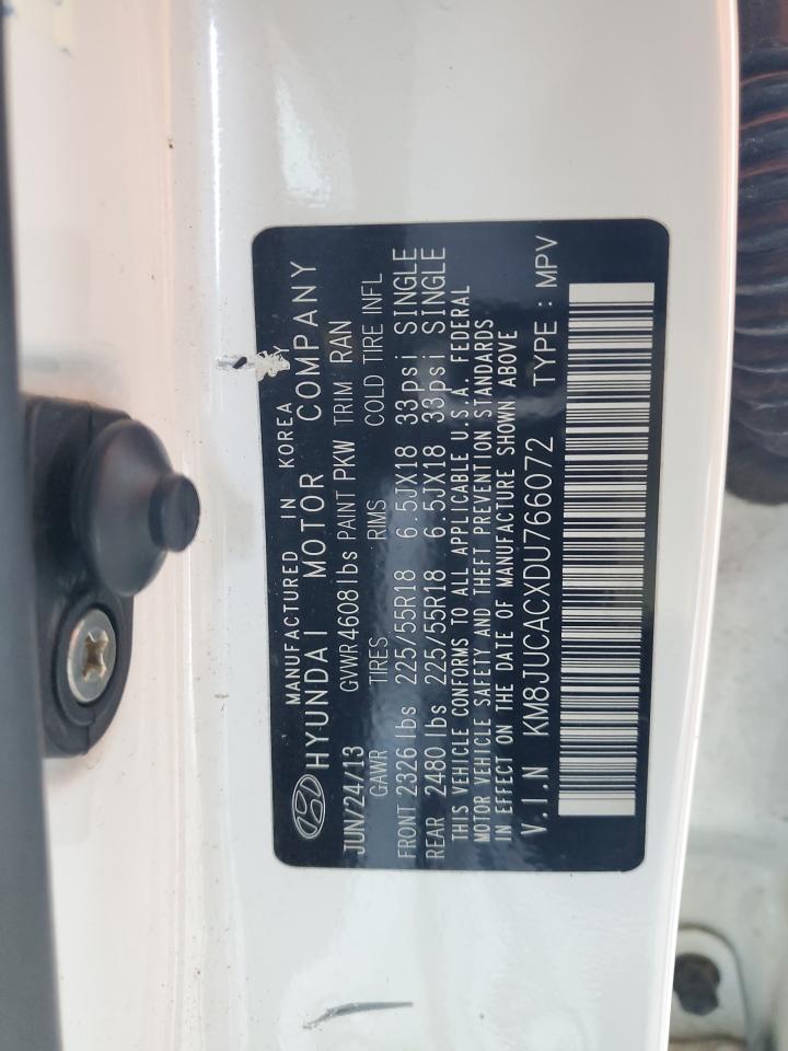 2013 Hyundai Tucson Gls VIN: KM8JUCACXDU766072 Lot: 90222565