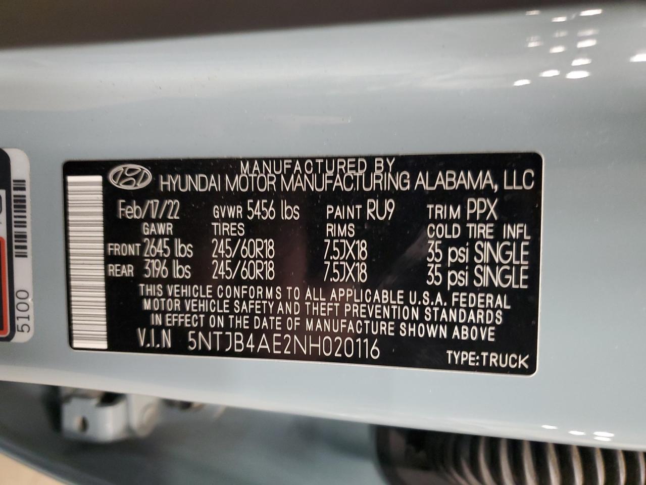 2022 Hyundai Santa Cruz Sel VIN: 5NTJB4AE2NH020116 Lot: 90633045