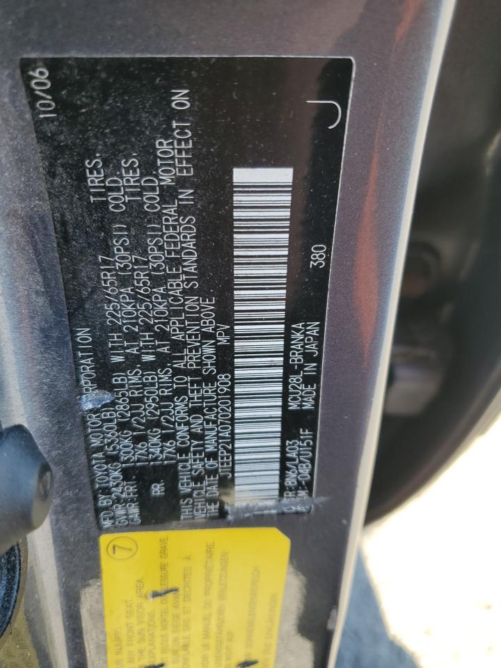 2007 Toyota Highlander Sport VIN: JTEEP21A070201908 Lot: 85125755