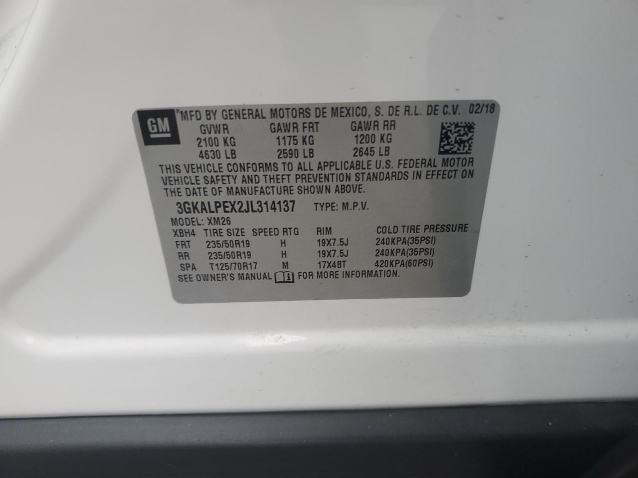 2018 GMC Terrain Slt VIN: 3GKALPEX2JL314137 Lot: 85172425